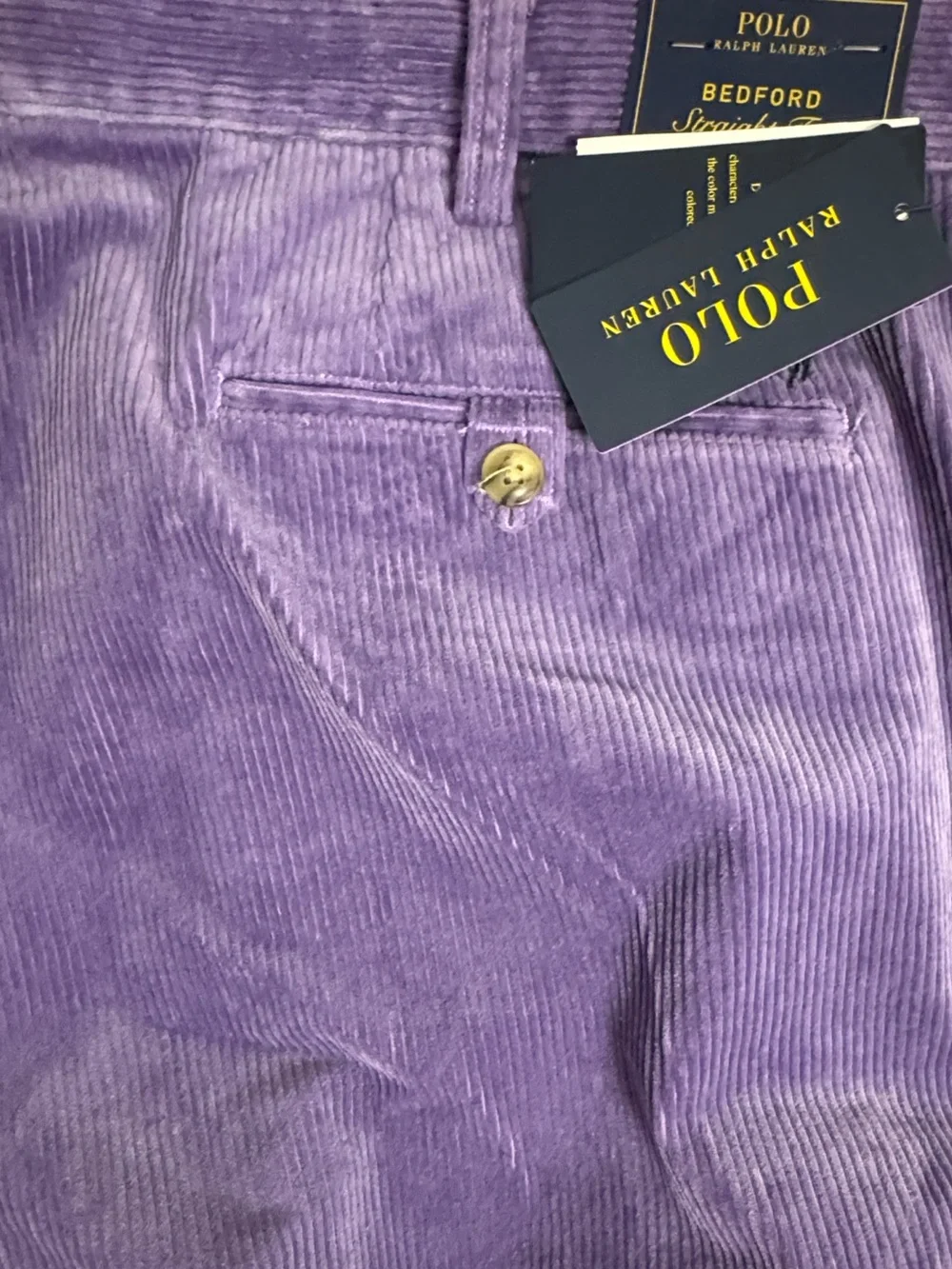 NWT POLO Ralph Lauren Bedford Straight Corduroy 40 x 30 Flat Front Chino  Preppy